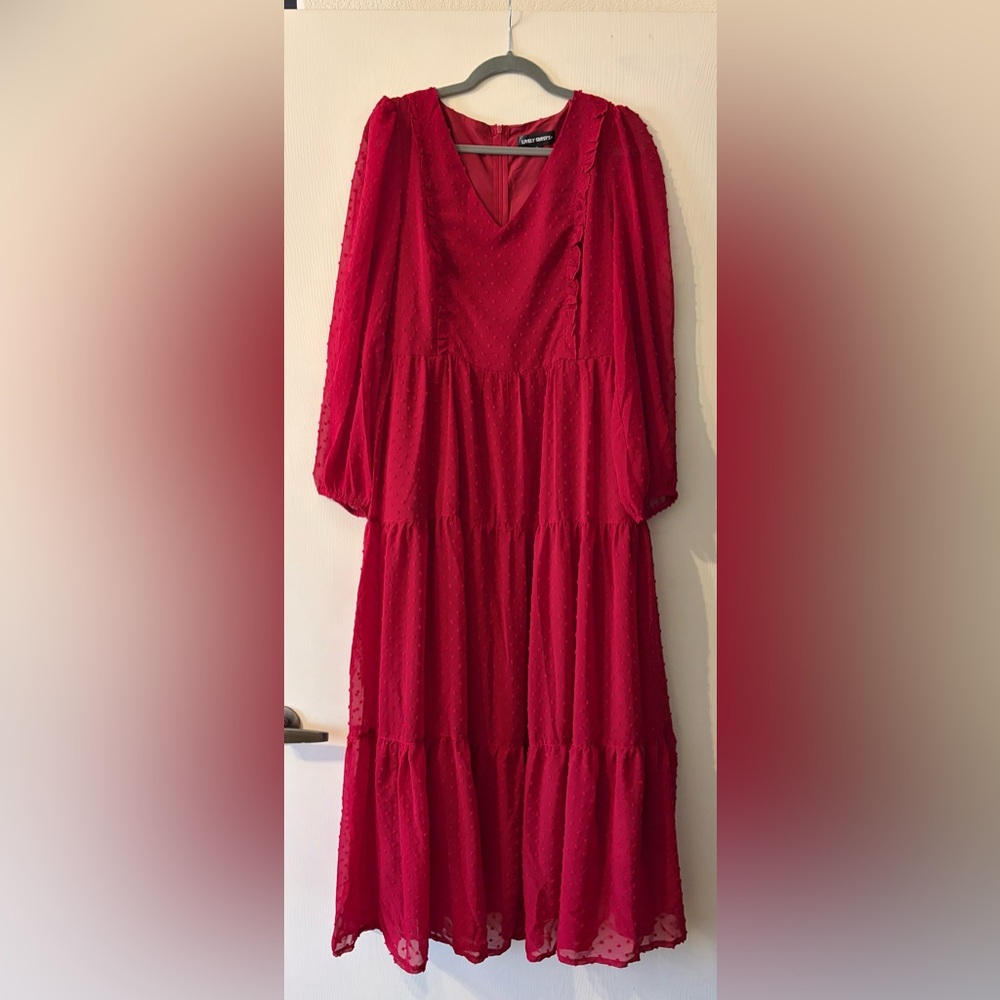 Gorgeous red Swiss dot maxi dress from Lively Ghost